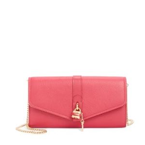 NEW $895 CHLOÉ Aby Long Leather Wallet on a Chain in Crimson Pink!